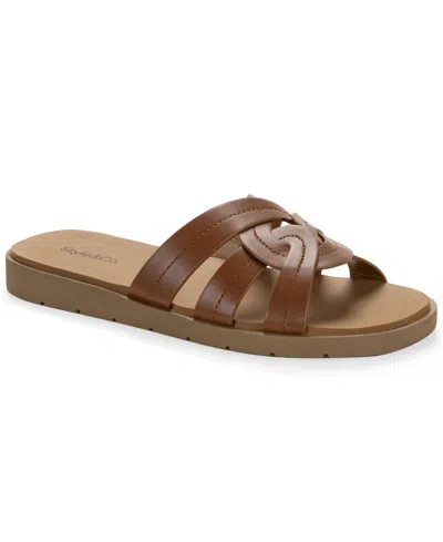 Style & Co Women's Maggiee Twist Strap Flat Sandals, Macy's Exclusive In Brown