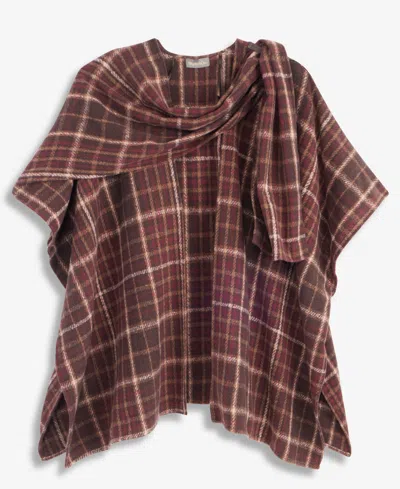 Style & Co Women's Menswear Plaid Wrap, Macy's Exclusive In Chocolate