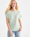 Style & Co Women's Metallic Pointelle Dolman-sleeve Sweater, Exclusively At Macy's In Lurex Mint