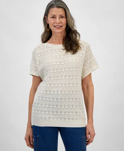 Style & Co Women's Metallic Pointelle Dolman-sleeve Sweater, Exclusively At Macy's In Lurex Shiitake