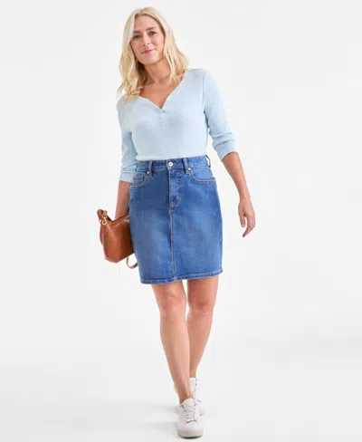 Style & Co Women's Mid-rise 5-pocket Denimi Skirt, Macy's Exclusive In Blue