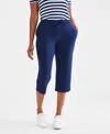 Style & Co Petite Solid-knit Mid-rise Capri Pants, Created For Macy's In Industrial Blue