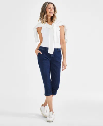 Style & Co Women's Mid-rise Comfort Waist Capri Pants, Exclusively At Macy's In Daisy Blue Wash