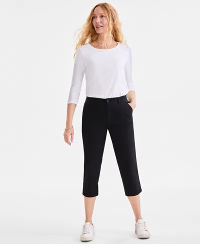 Style & Co Women's Mid-rise Comfort Waist Capri Pants, Regular & Petite, Exclusively At Macy's In Deep Black