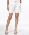 Style & Co Womens Mid-rise Tummy Control Cargo Shorts In Bright White