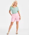 Style & Co Women's Mid-rise Comfort-waist Cargo Shorts, Exclusively At Macy's In Pink