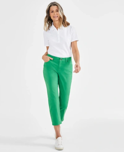 Style & Co Women's Mid-rise Curvy Capri Jeans, Created For Macy's In Jasper Green