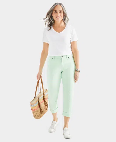 Style & Co Women's Mid-rise Curvy Capri Jeans, Created For Macy's In Mint Pistachio