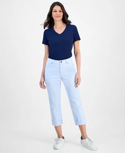 Style & Co Women's Mid-rise Curvy Capri Jeans, Exclusively At Macy's In Blue