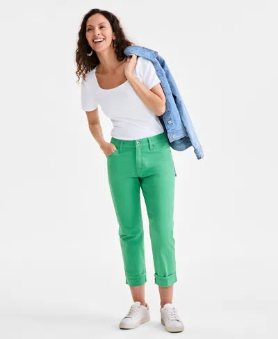 Style & Co Women's Mid-rise Curvy Capri Jeans, Exclusively At Macy's In Green