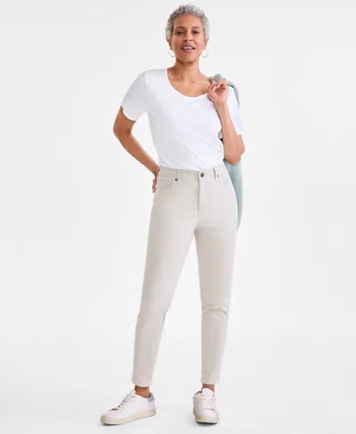 Style & Co Women's Mid Rise Curvy-fit Skinny Jeans, Created For Macy's In Stone Wall