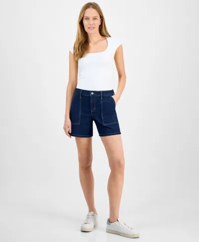 Style & Co Women's Mid-rise Denim Utility Shorts, Exclusively At Macy's