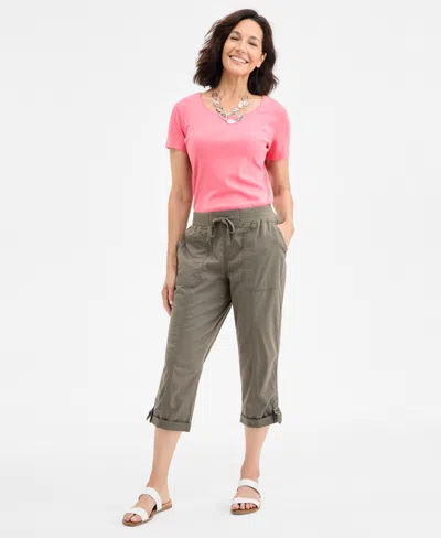 Style & Co Women's Mid-rise Pull-on Capri Pants, Exclusively At Macy's In Pink