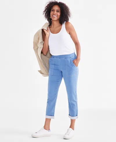 Style & Co Women's Mid-rise Pull-on Dobby Straight-leg Jeans, Created For Macy's In College
