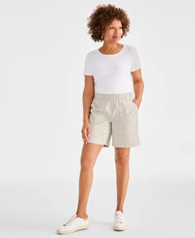 Style & Co Women's Mid-rise Pull-on Shorts, Regular & Petite, Exclusively At Macy's In White