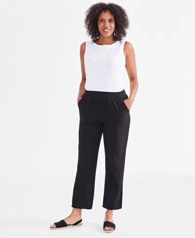 Style & Co Women's Mid-rise Pull On Straight-leg Ankle Pants, Created For Macy's In Deep Black