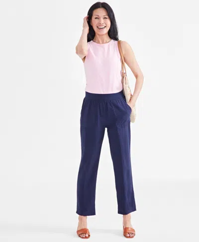 Style & Co Women's Mid-rise Pull On Straight-leg Ankle Pants, Created For Macy's In Industrial Blue