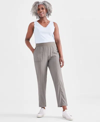 Style & Co Women's Mid-rise Pull On Straight-leg Ankle Pants, Created For Macy's In Olive