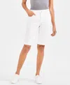 Style & Co Women's Mid-rise Raw-edge Bermuda Jean Shorts, Created For Macy's In Bright White