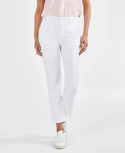Style & Co Women's Mid-rise Straight Leg Chino Pants, Created For Macy's In Bright White