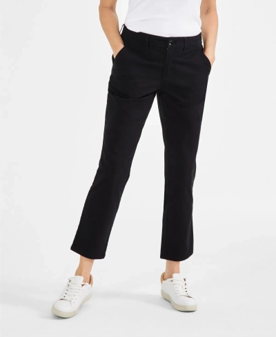 Style & Co Women's Mid-rise Straight Leg Chino Pants, Created For Macy's In Deep Black