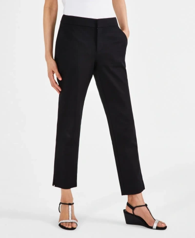 Style & Co Women's Mid Rise Straight-leg Pants, Created For Macy's In Deep Black