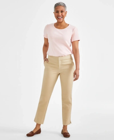 Style & Co Women's Mid Rise Straight-leg Pants, Created For Macy's In Travertine Tile