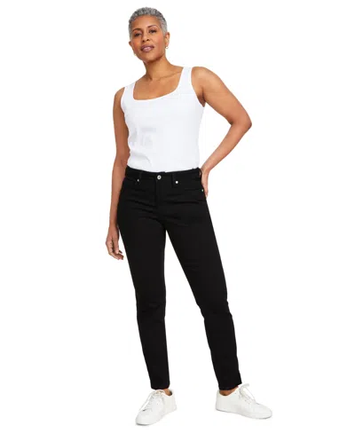 Style & Co Women's Mid-rise Stretch Slim-leg Jeans, Created For Macy's In Deep Black