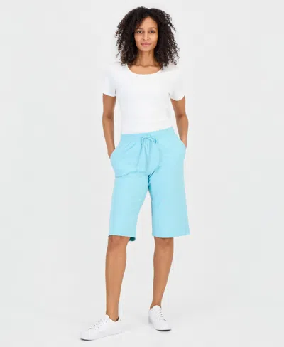 Style & Co Women's Mid Rise Sweatpant Bermuda Shorts, Created For Macy's In Blue