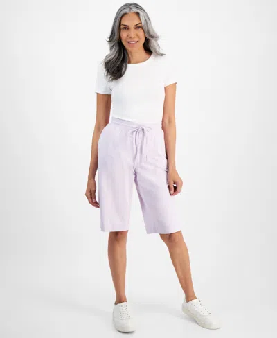 Style & Co Women's Mid Rise Sweatpant Bermuda Shorts, Created For Macy's In Lavender Fog