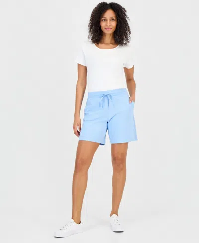 Style & Co Women's Mid Rise Sweatpant Shorts, Created For Macy's In Blue