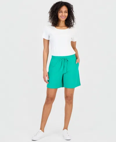 Style & Co Women's Mid Rise Sweatpant Shorts, Created For Macy's In Green