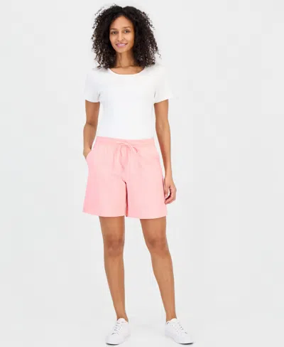 Style & Co Women's Mid Rise Sweatpant Shorts, Created For Macy's In Pink