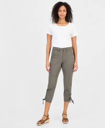 Style & Co Women's Mid Rise Tie-hem Ankle Pants, Exclusively At Macy's In Gray
