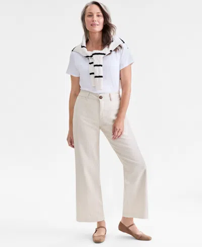 Style & Co Women's Mid-rise Twill Wide-leg Pants, Macy's Exclusive In Multi