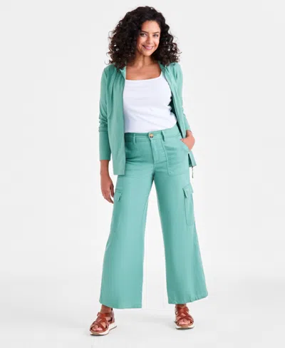 Style & Co Women's Mid Rise Wide-leg Cargo Pants, Macy's Exclusive In Green