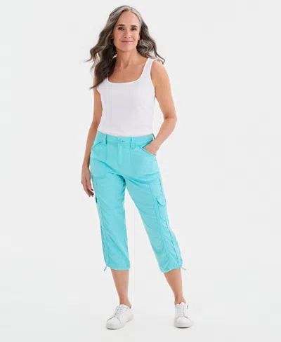Style & Co Women's Mid-rise Cargo Capri Pants, Exclusively At Macy's In Blue