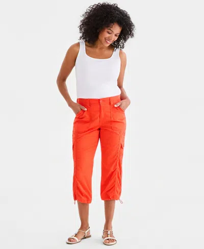 Style & Co Women's Mid-rise Cargo Capri Pants, Exclusively At Macy's In Orange