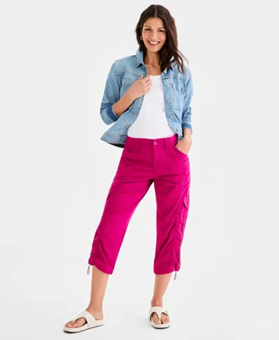 Style & Co Women's Mid-rise Cargo Capri Pants, Exclusively At Macy's In Pink