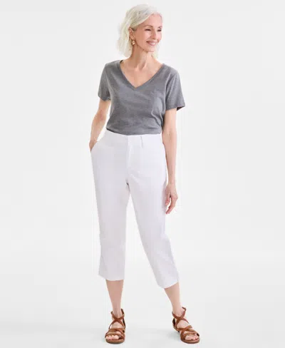 Style & Co Women's Mid-rise Comfort Waist Capri Pants, Exclusively At Macy's In White