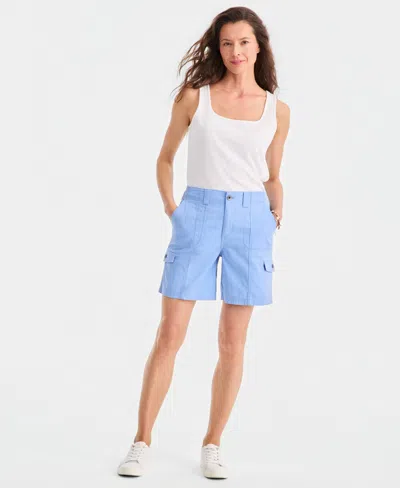 Style & Co Women's Mid-rise Comfort-waist Cargo Shorts, Exclusively At Macy's In Blue