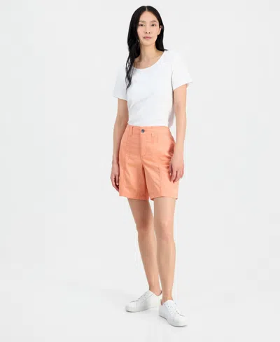 Style & Co Women's Mid-rise Comfort-waist Cargo Shorts, Exclusively At Macy's In Orange