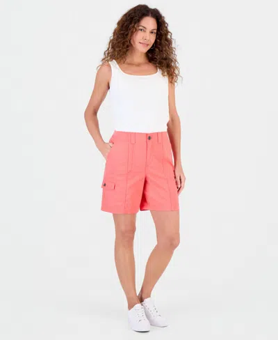Style & Co Women's Mid-rise Comfort-waist Cargo Shorts, Macy's Exclusive In Pink