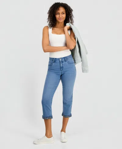 Style & Co Women's Mid-rise Curvy Capri Jeans, Macy's Exclusive In Blue