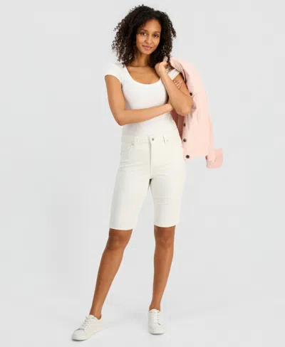 Style & Co Women's Mid-rise Denim Bermuda Shorts, Macy's Exclusive In White
