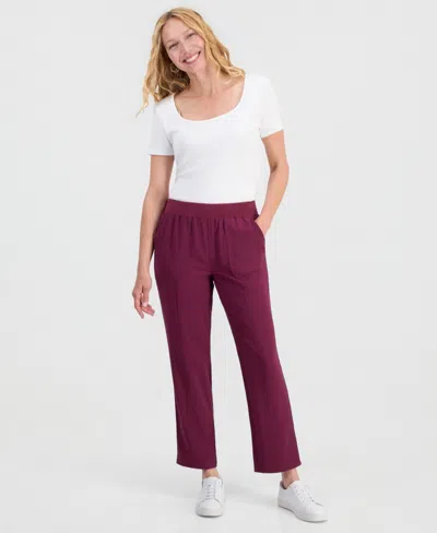 Style & Co Women's Mid-rise Pull On Straight-leg Ankle Pants, Created For Macy's In White