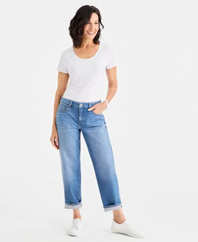 Style & Co Women's Mid-rise Relaxed Straight-leg Jeans, Macy's Exclusive In Multi