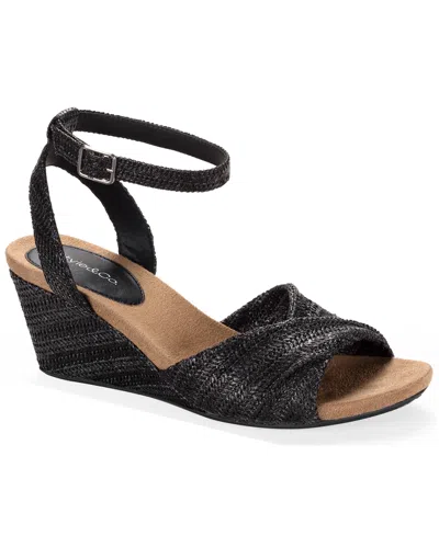 Style & Co Women's Milliee Round Toe Wedge Sandals, Macy's Exclusive In Black