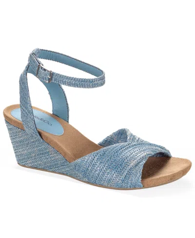 Style & Co Women's Milliee Round Toe Wedge Sandals, Macy's Exclusive In Blue