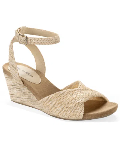 Style & Co Women's Milliee Round Toe Wedge Sandals, Macy's Exclusive In Neutral